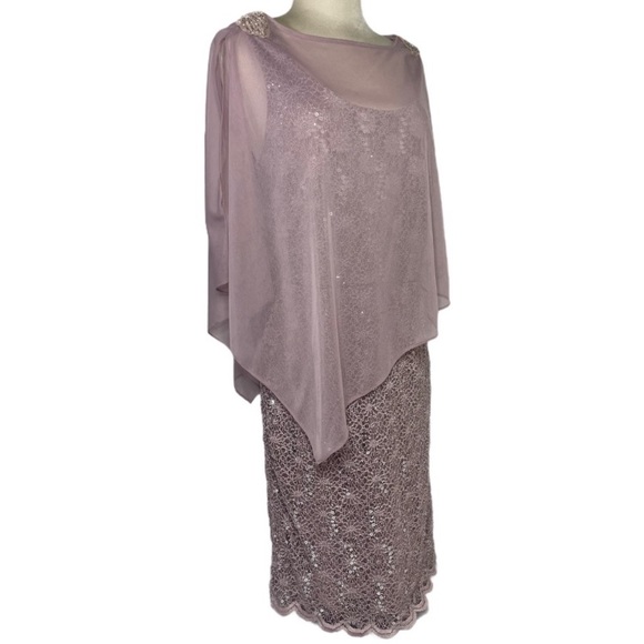 Formal Sequined Lace Dress & Shawl Jackie Jon Elegant Rose Formal Dress Size 8 - Picture 14 of 15